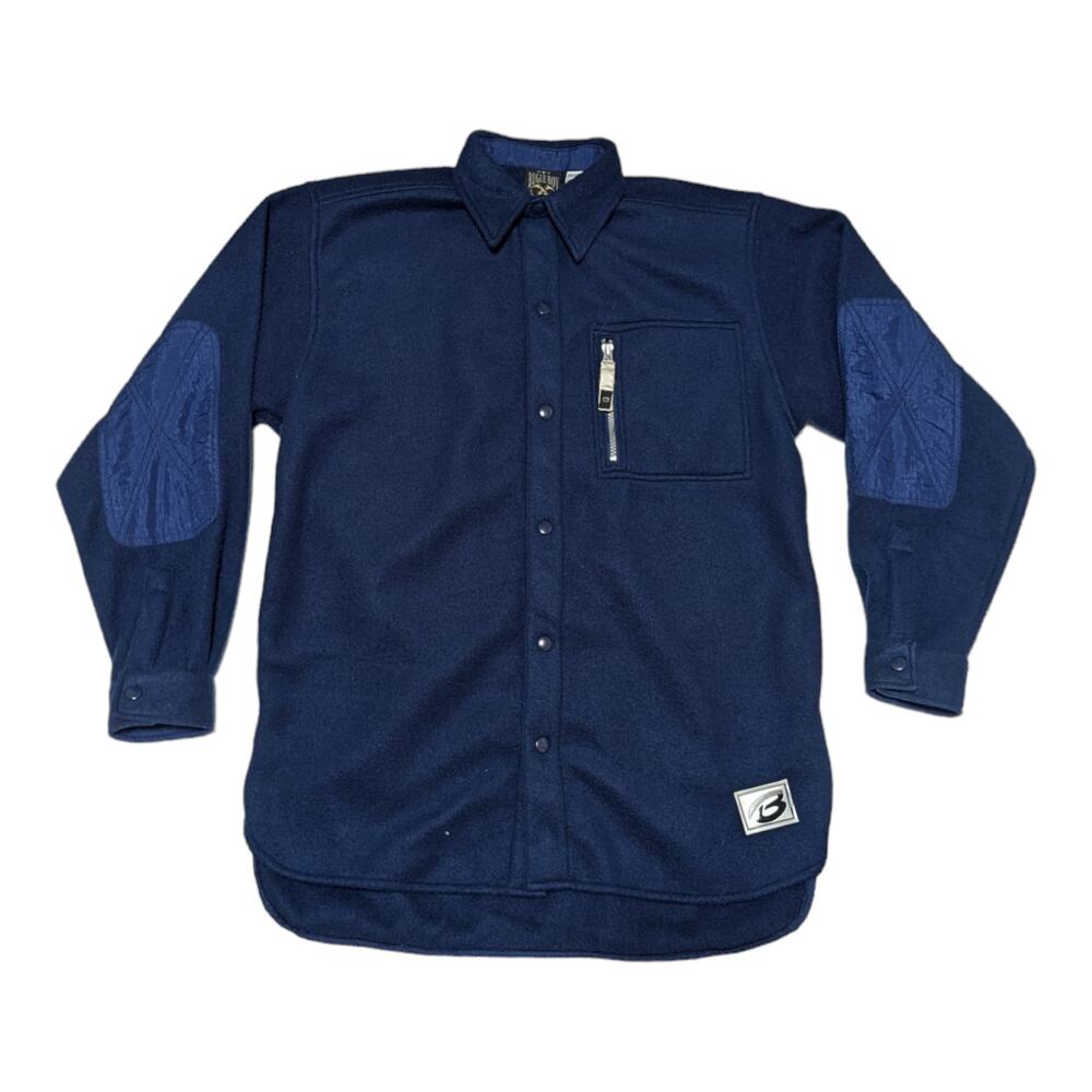 Vintage Bugle Boy Snap Button Down Fleece Jacket Navy Blue Shacket Windbreaker